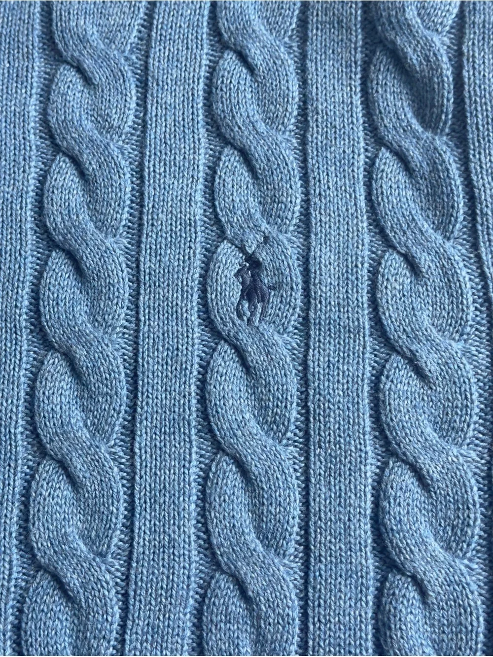 Polo Ralph Lauren Cable Knit Sweater Mens XL Blue Cotton Crewneck Preppy Classic